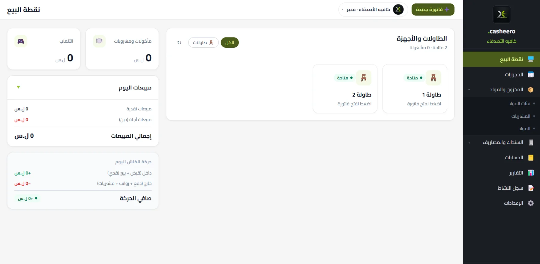 الطاولات والأجهزة مع حركة النقد اليومية